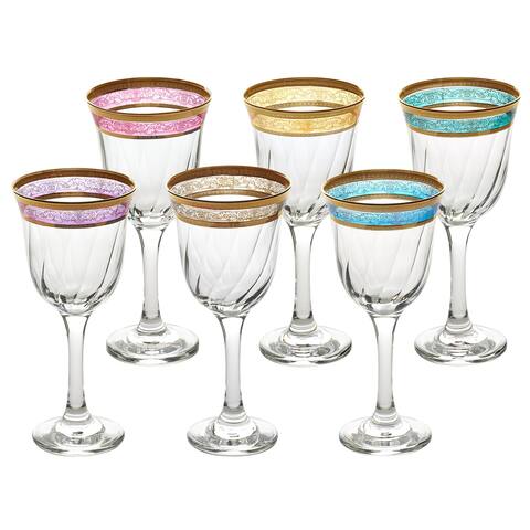White Wine Set of 6 Melania Collection Multicolor