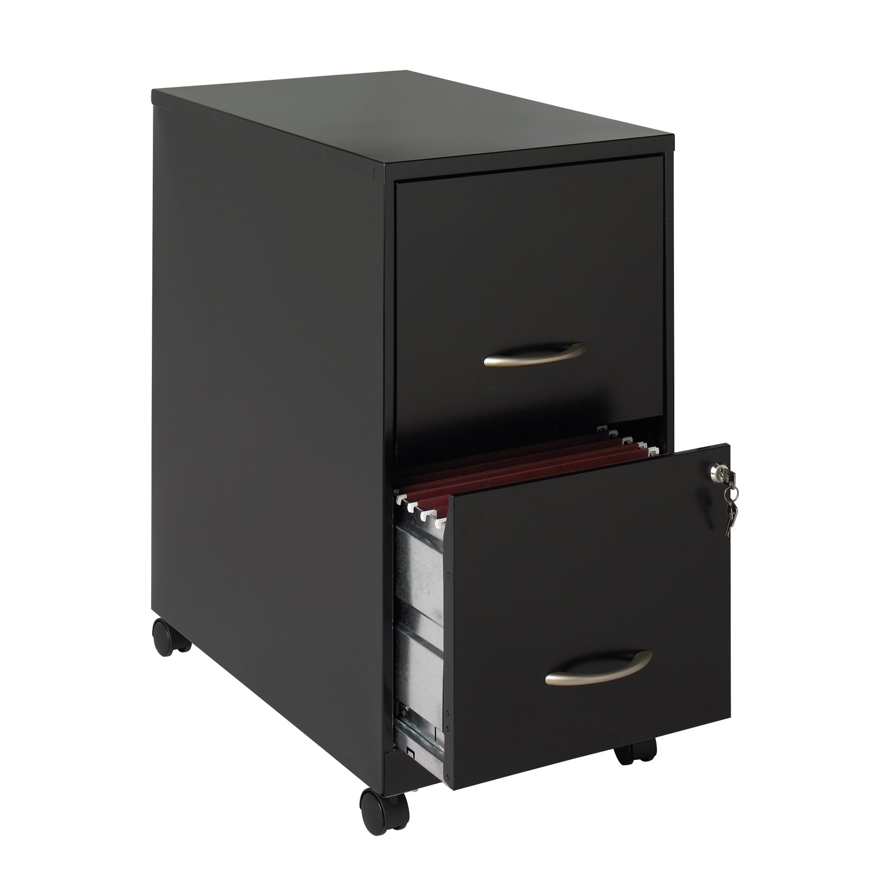 Shop Space Solutions 22 Deep 2 Drawer Metal Mobile File Cabinet Black Overstock 18252611