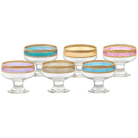 Pedastal Bowls Set of 6 Melania Collection Multicolor