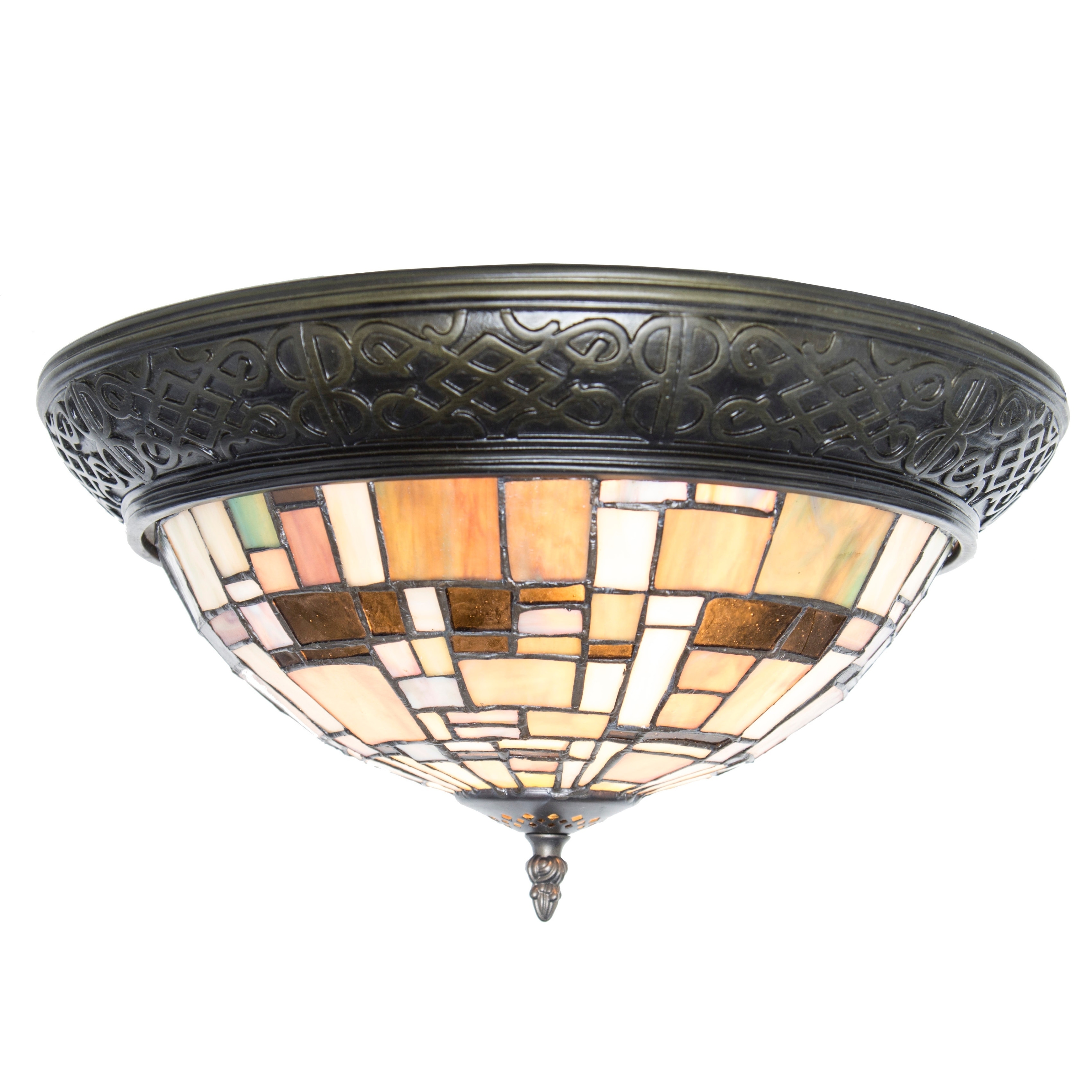 Shop River Of Goods Stained Glass Modern Lines Flush Mount Ceiling