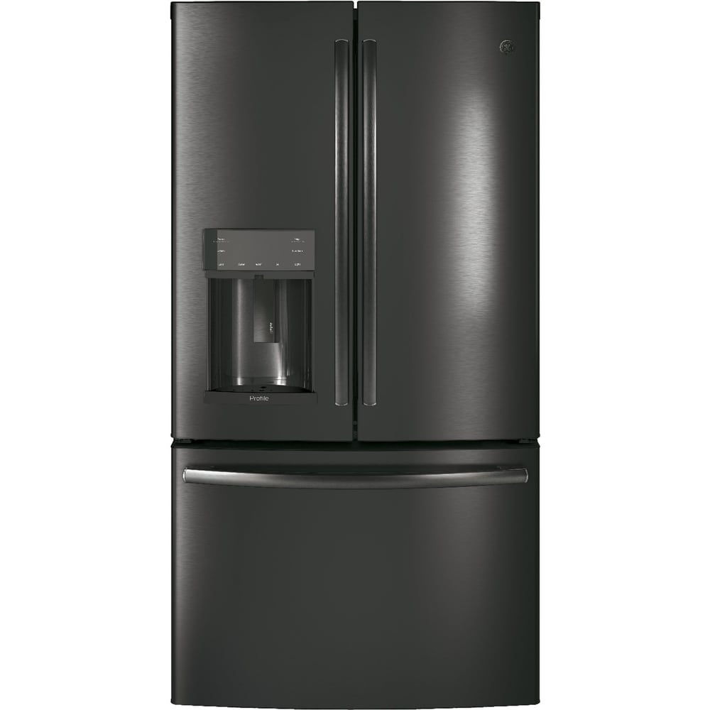 GE  Profile Series Black Stainless 22.2 Cu. Ft. Counter-Depth French-Door Refrirator with Door In Door and Hands-Free AutoFill (2 - Black - French
