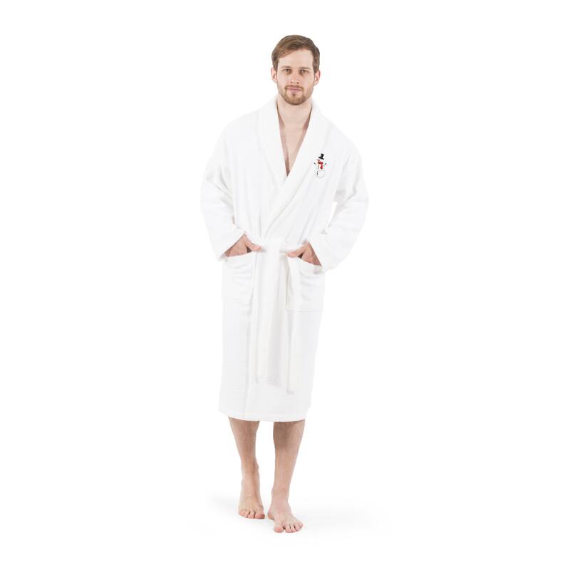 Authentic Hotel & Spa Unisex Turkish Cotton Terry Bath Robe with Snowman