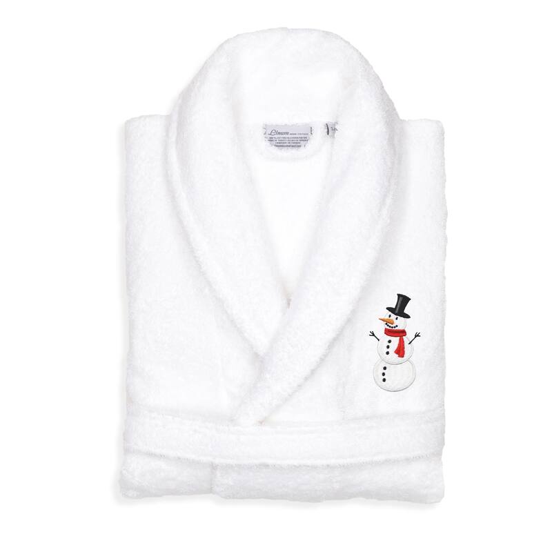 Authentic Hotel & Spa Unisex Turkish Cotton Terry Bath Robe with Snowman