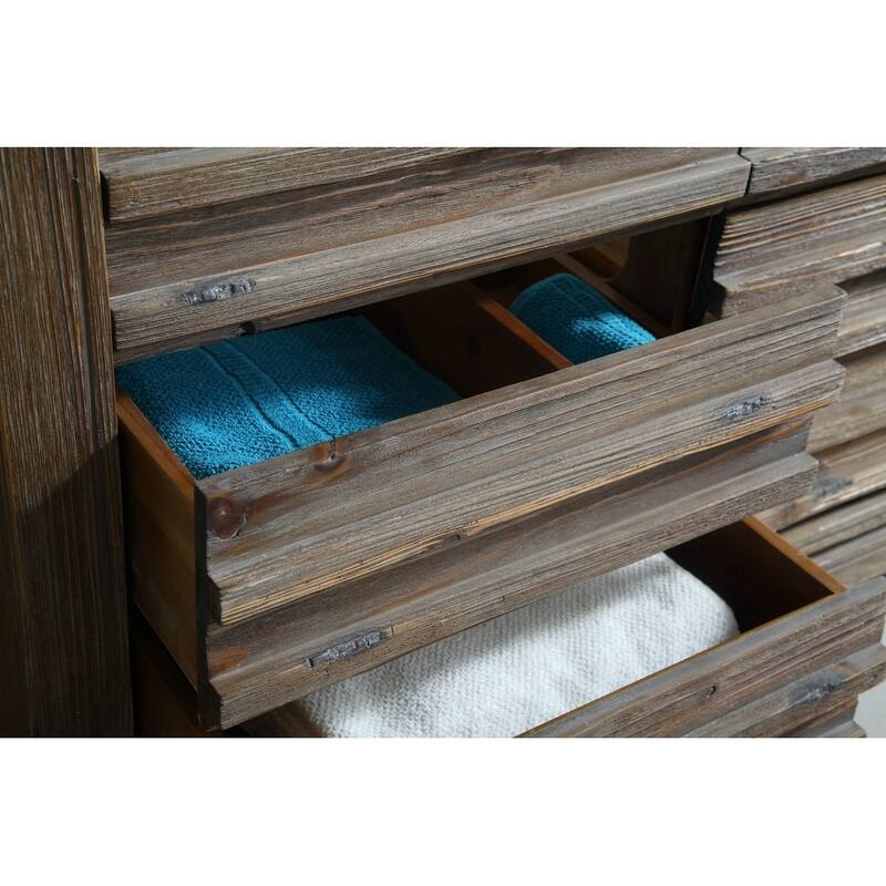 48 in. Bathroom Vanity in Rustic Brown with Black Moon Stone Top