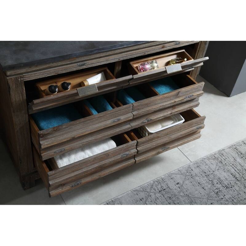 48 in. Bathroom Vanity in Rustic Brown with Black Moon Stone Top