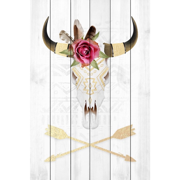Marmont Hill - Handmade Skull and Arrows II Painting Print on White Wood