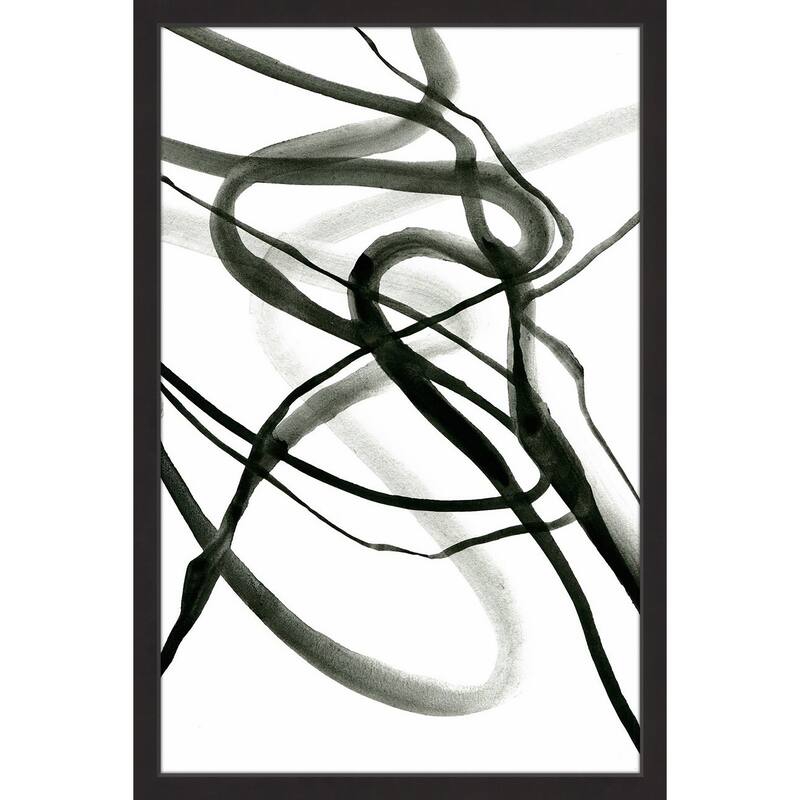 'Black Waves' Framed Painting Print - Multi-Color
