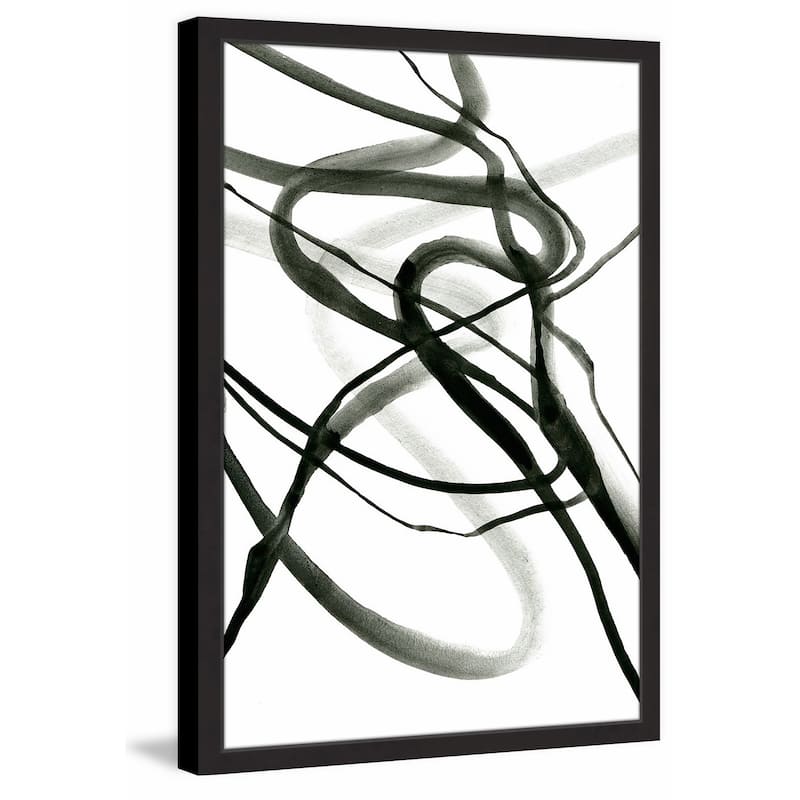 'Black Waves' Framed Painting Print - Multi-Color