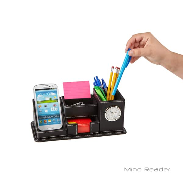 Shop Mind Reader Faux Leather 5 Compact Compartment Desk Organizer