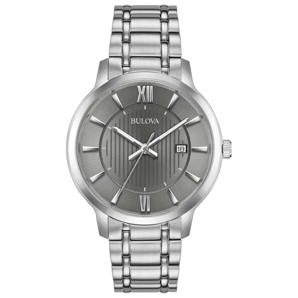 Shop Bulova Mens 96B281 Classics Stainless Grey Dial  