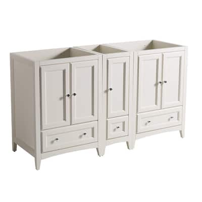 Fresca Oxford 60" Antique White Traditional Double Sink Bathroom Cabinets