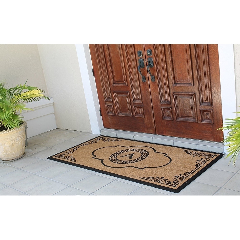 Monogram Printed Coir Fiber Doormat 18x28 Non-Slip Rug, Durable Outdoor /  Indoor Mat, Entryway, Front Door, Porch, Patio, Welcome Mat, Letter D