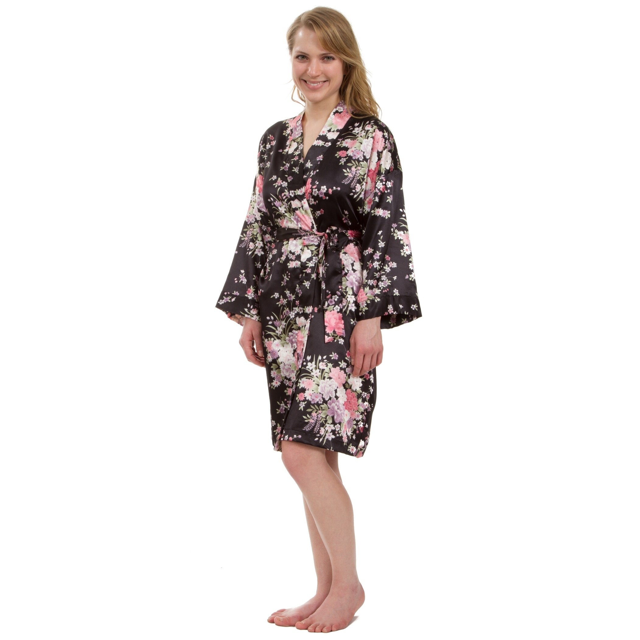 knee length silk robe