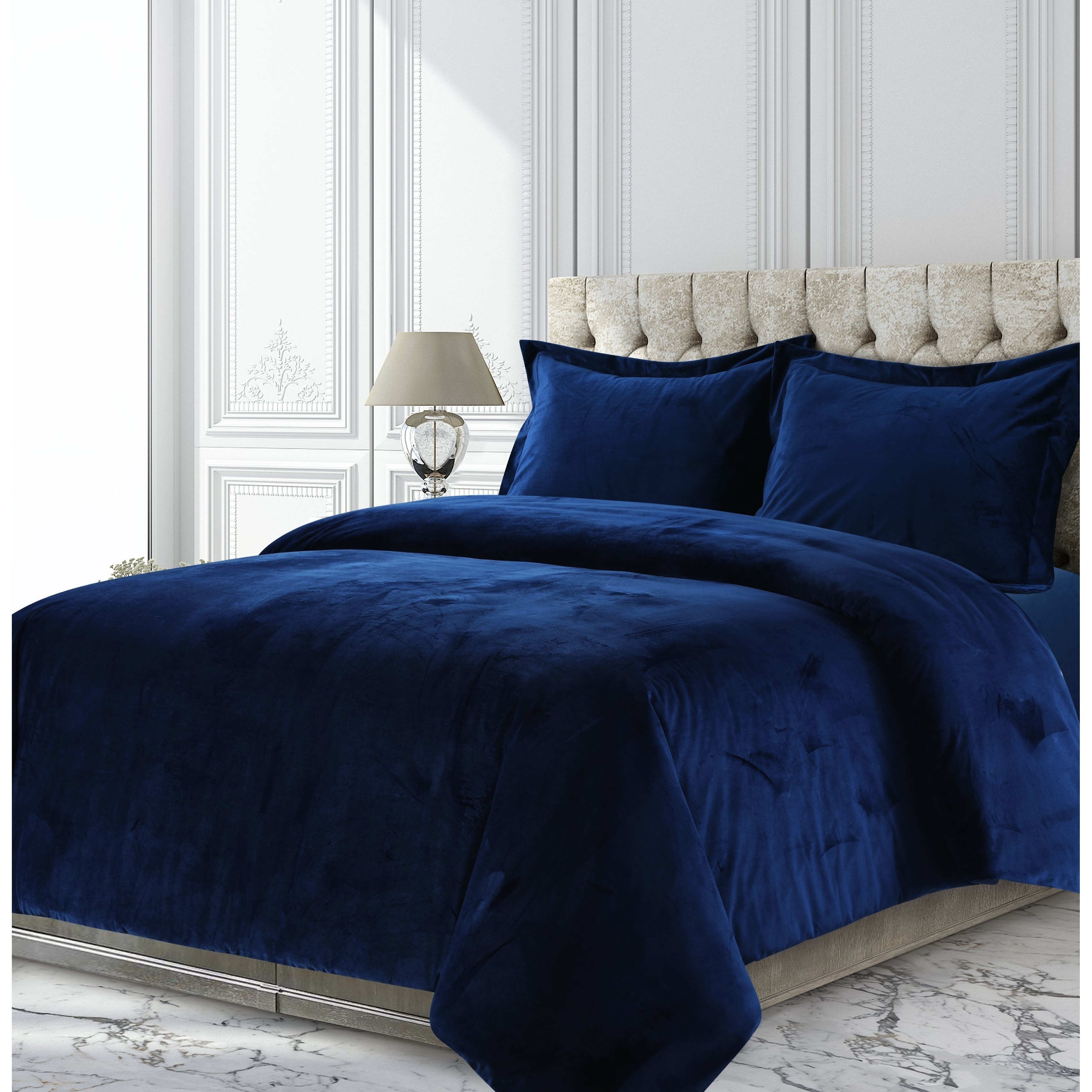 Shop Venice Velvet Oversized Solid Duvet Cover Set On Sale