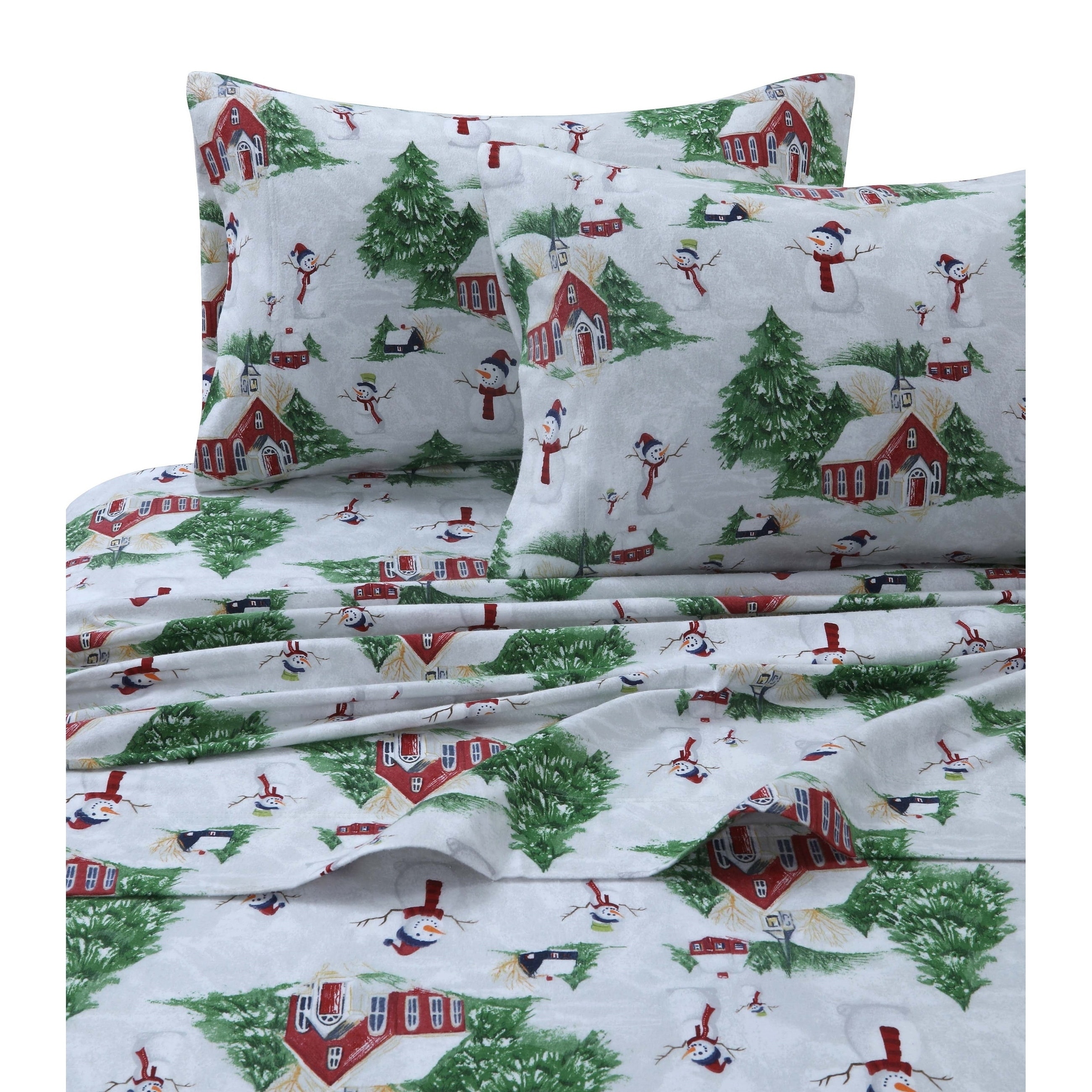 New Ev Holiday Red White Snowflake Flannel Sheet Set Twin Full Queen
