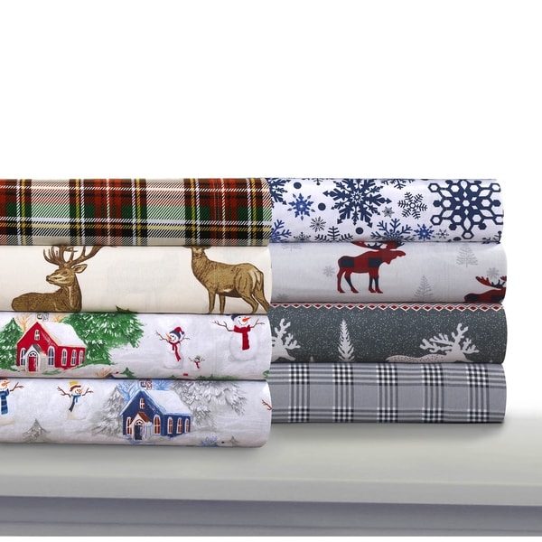 Shop Cozy Flannel Novelty and Holiday Printed Extra Deep Pocket Bed Sheet Set - On Sale ...