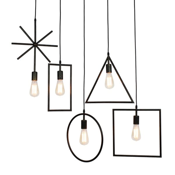 Edison 5 Light Rustic Geometric Pendant, Oil Rubbed Bronze