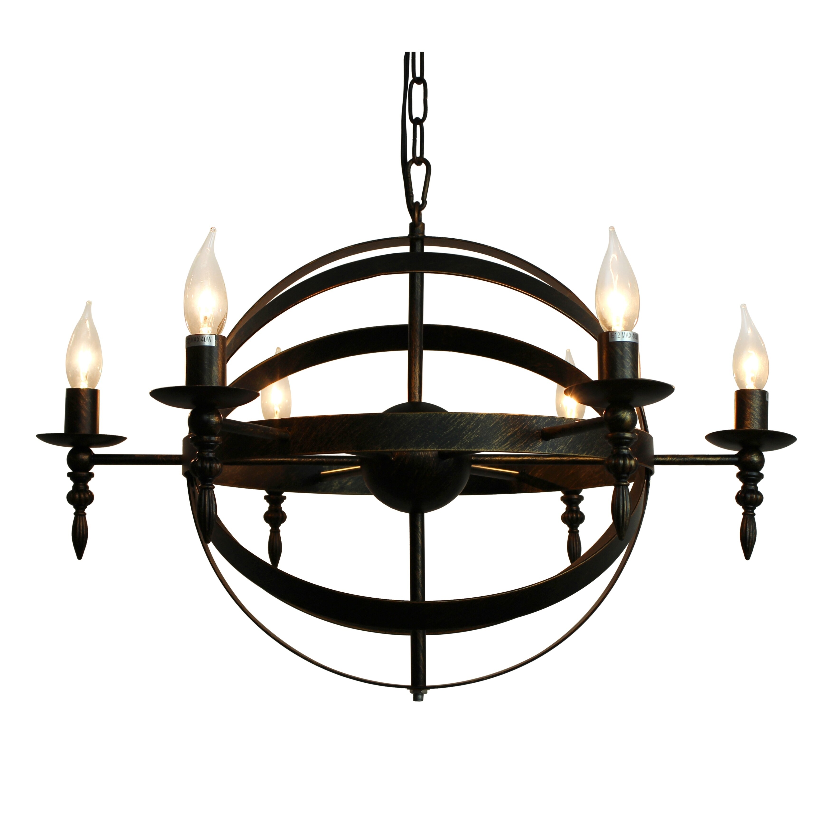 Old World 6 Light Rustic Globe Pendant Chandelier - Chandeliers For Bedrooms by Overstock.com