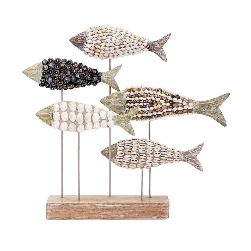 Staunch Mahi Mosaic Shell Fish Statuary - Benzara