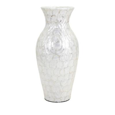 Lovely Kalui Capiz Shell Oversized Floor Vase - White - Benzara