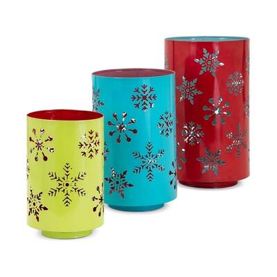 Whimsy Christmas Snowflake Lanterns - Set of 3 - Muticolor - Benzara - MultiColor