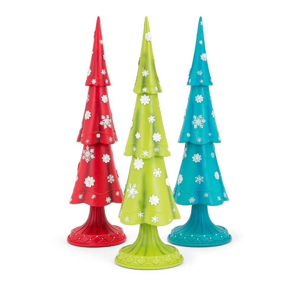Whimsy Christmas Snowflake trees - Assortment Of 3 - Benzara