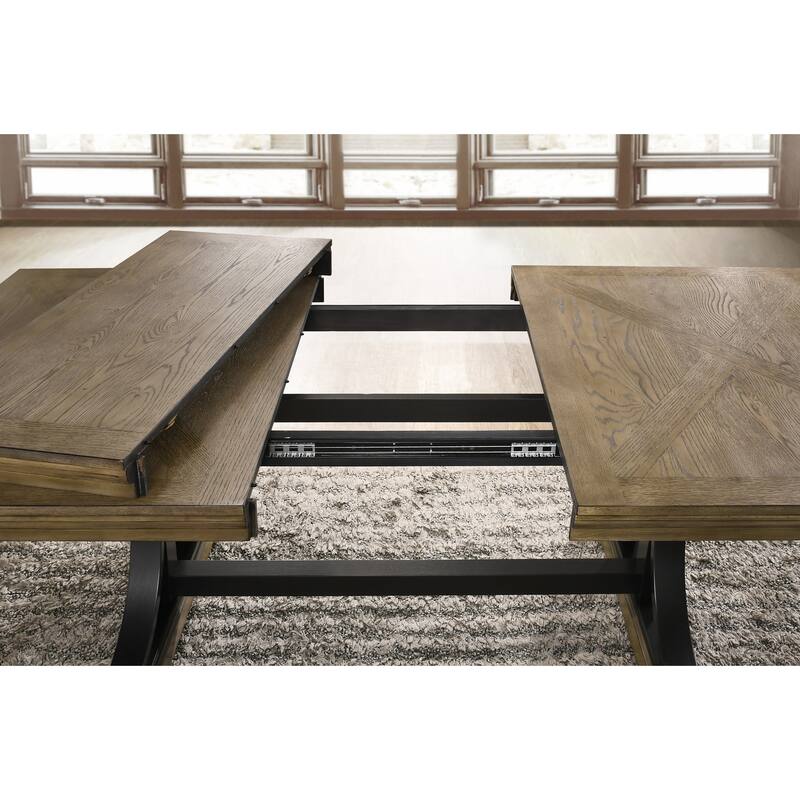 Roundhill Furniture Dasher Driftwood Finish Extendable Table