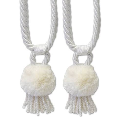 Pom Pom Braided Tassel Tieback Set of 2 (Assorted Colors) - 6 inches - 6 inches