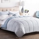 preview thumbnail 1 of 14, Brookside Striped Reversible Chambray Down Alternative Comforter Set Calm Sea - Full