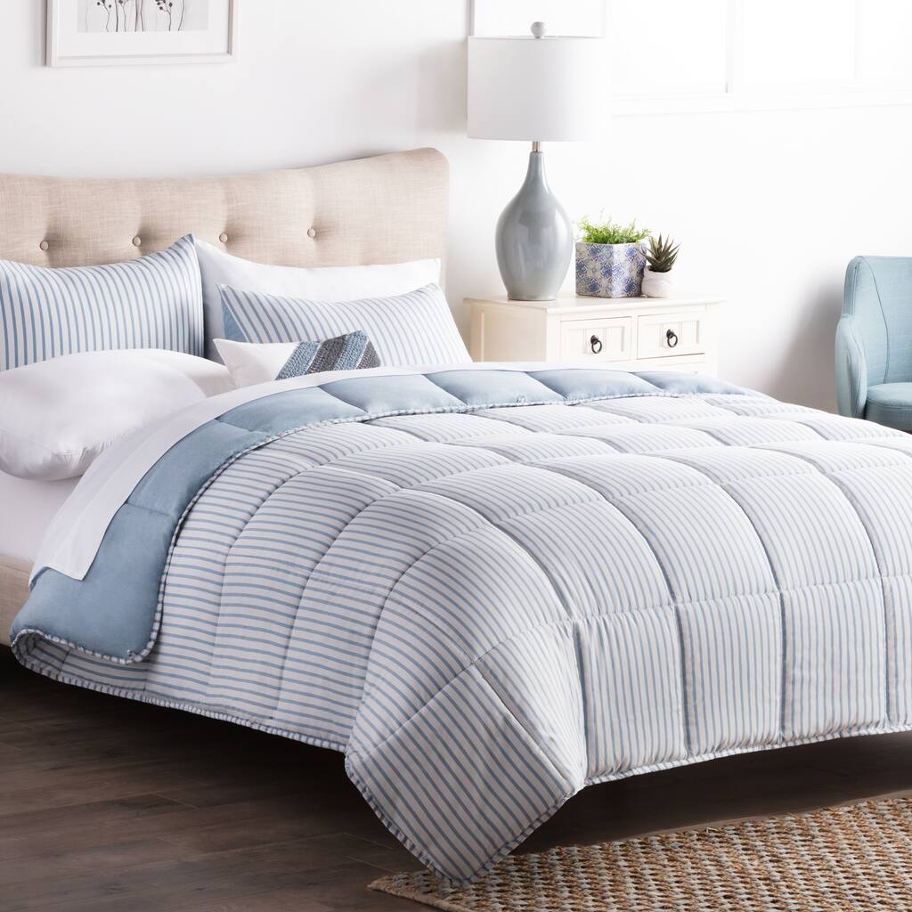 Brookside Striped Reversible Chambray Down Alternative Comforter Set