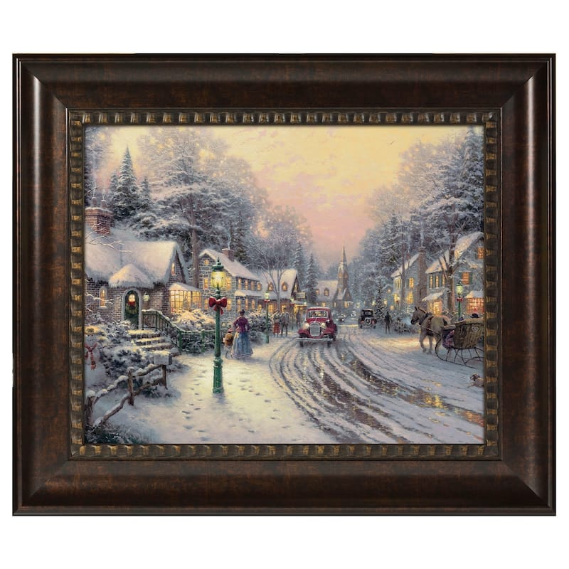Thomas Kinkade Village Christmas 16 x 20 Brushstroke Vignette