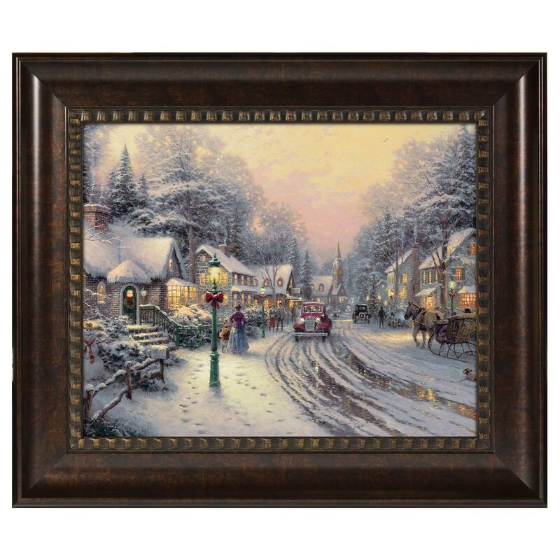 Thomas Kinkade Village Christmas 16 x 20 Brushstroke Vignette