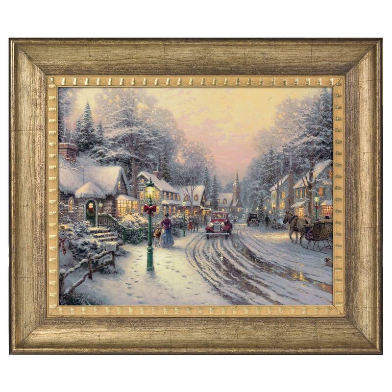 Thomas Kinkade Village Christmas 16 x 20 Brushstroke Vignette - Gold