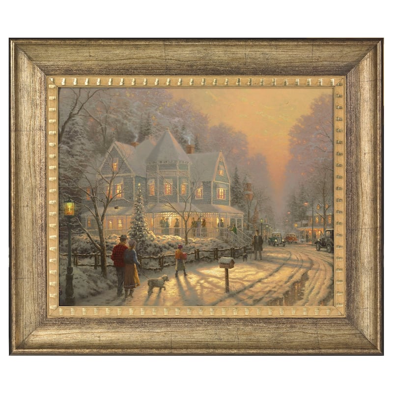 Thomas Kinkade A Holiday Gathering 16 x 20 Brushstroke Vignette - Gold