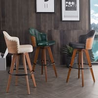 Corvus Metz Mid-century Bonded Leather Swivel Bar Stool (Set of 2)