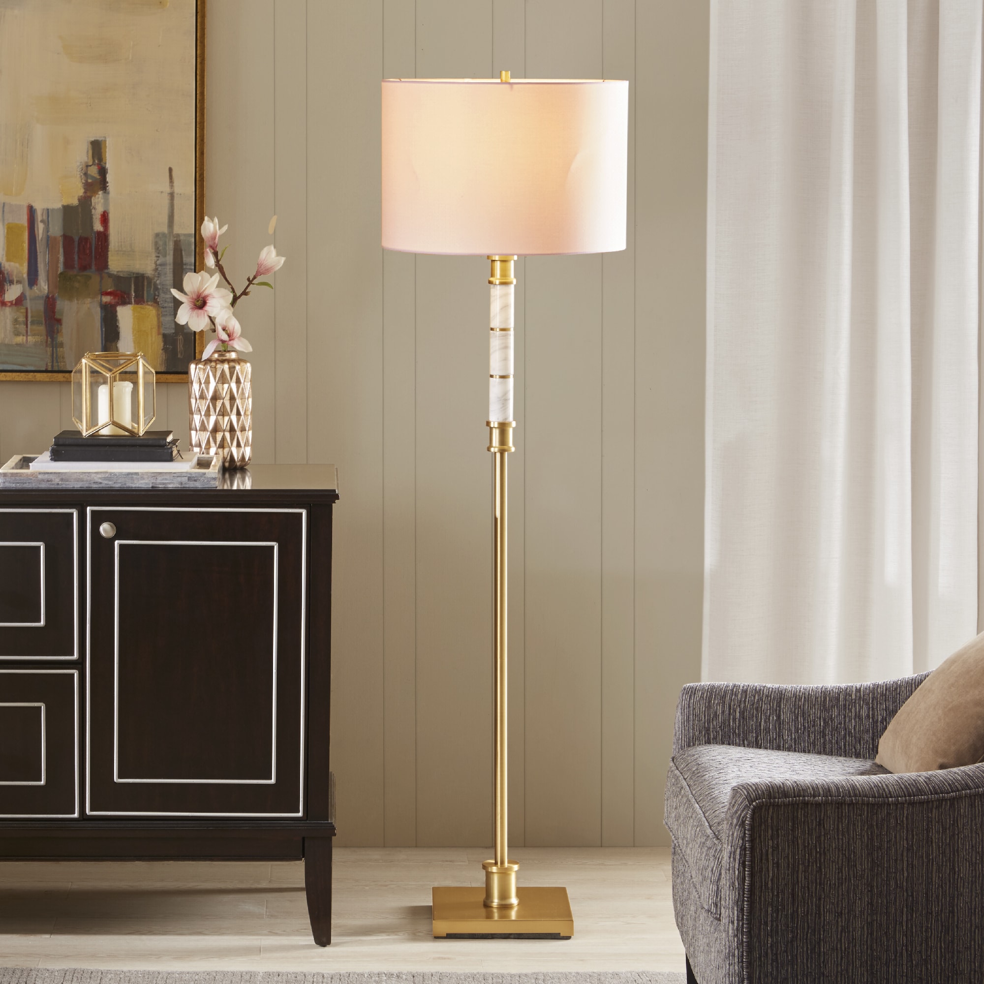 Madison Park Signature Adeline White/ Gold 62.5-inch Floor