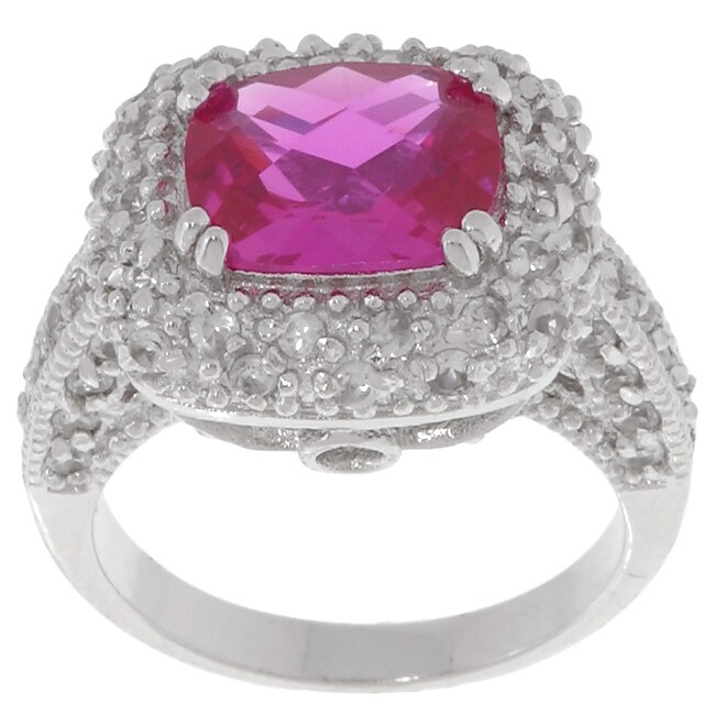 Glitzy Rocks Sterling Silver White and Pink Sapphire Ring - Free ...