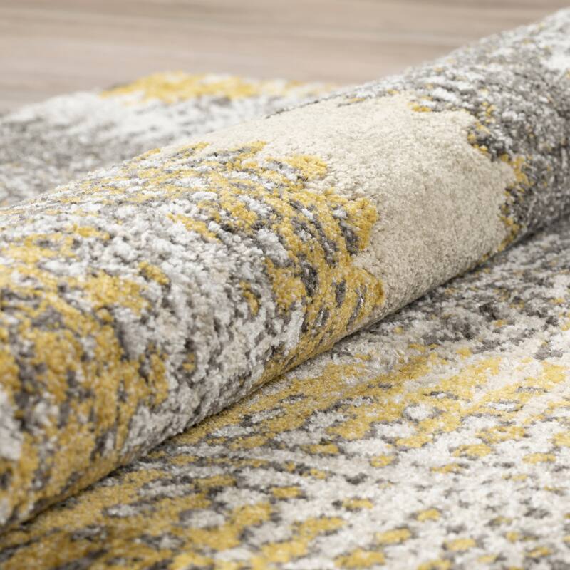 Addison Platinum Collection Dynamic Yellow/Grey Area Rug (7'10 x 10'7) - 7'10"X10'7" - 7' 10" x 10' 7"