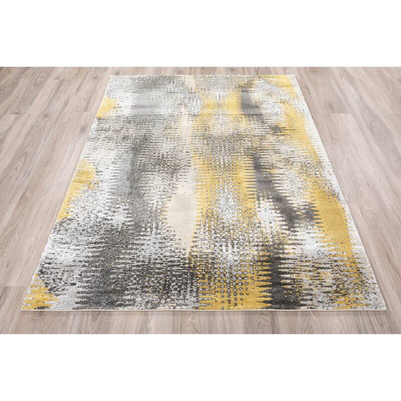 Addison Platinum Collection Dynamic Yellow/Grey Area Rug (7'10 x 10'7) - 7'10"X10'7" - 7' 10" x 10' 7"