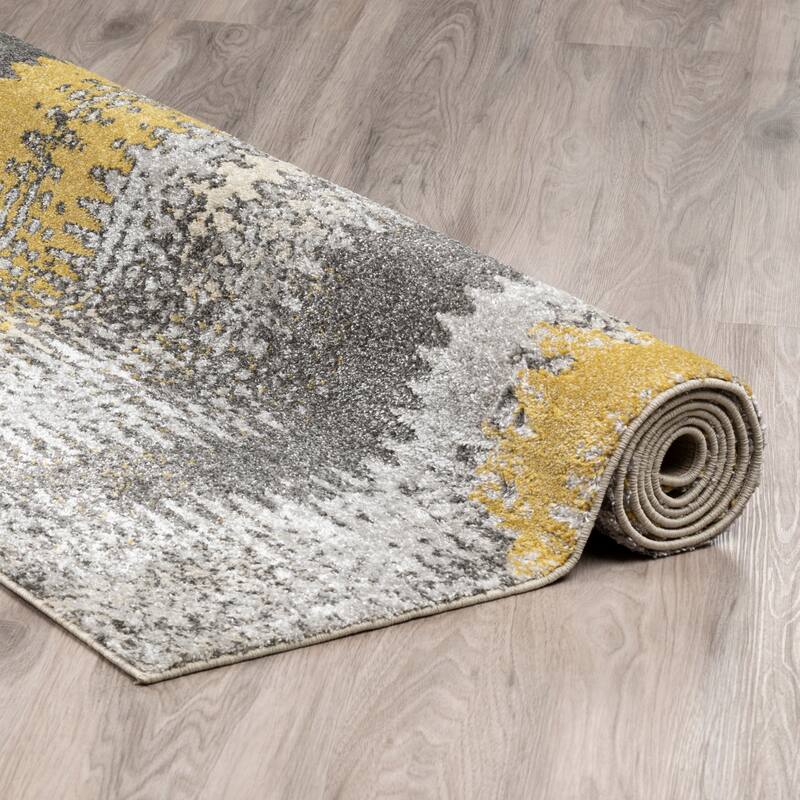 Addison Platinum Collection Dynamic Yellow/Grey Area Rug (7'10 x 10'7) - 7'10"X10'7" - 7' 10" x 10' 7"