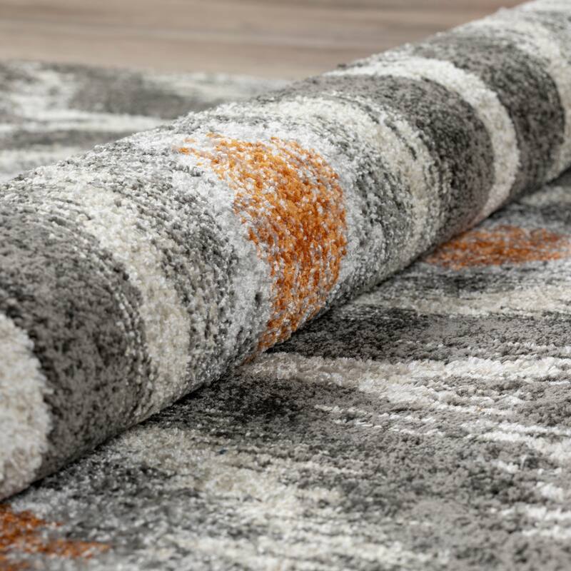 Addison Platinum Grey/Orange Moroccan Ikat Area Rug (3'3 x 5'3) - 3'3"X5'3"