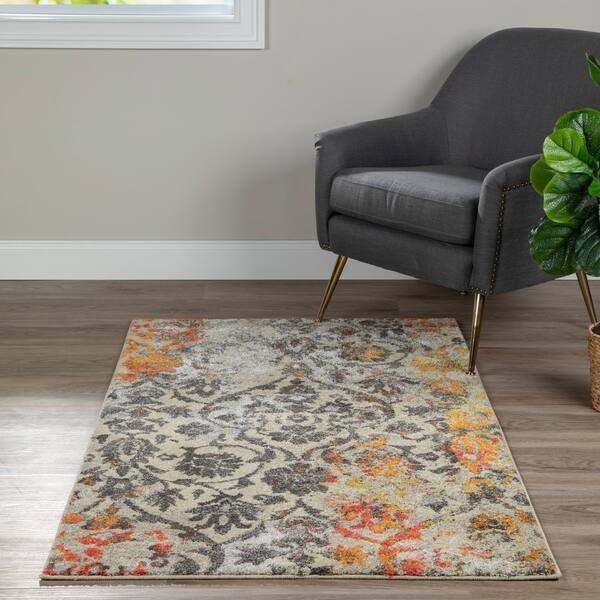 Boho Area Rug, Throw Rugs with Rubber Backing 3 X 5 Entry Way 3'x5