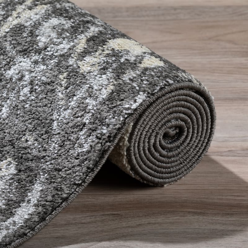 Addison Blair Grey/Pewter Vintage Damask Area Rug (8'2 x 10') - 8'2"X10'