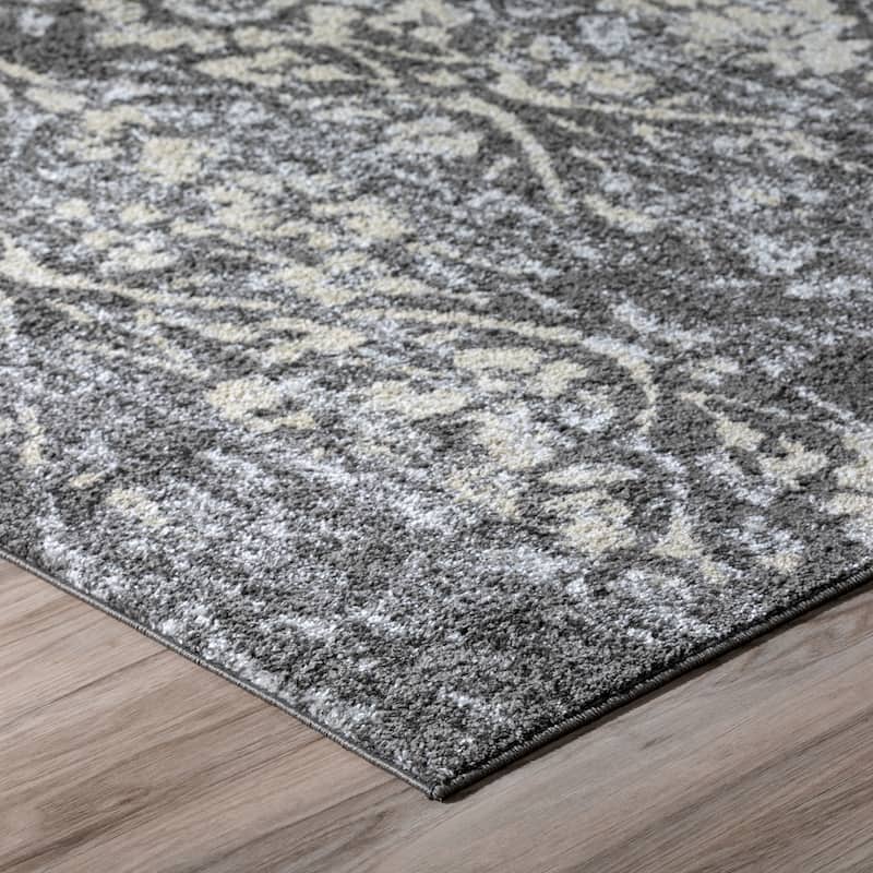Addison Blair Grey/Pewter Vintage Damask Area Rug (8'2 x 10') - 8'2"X10'