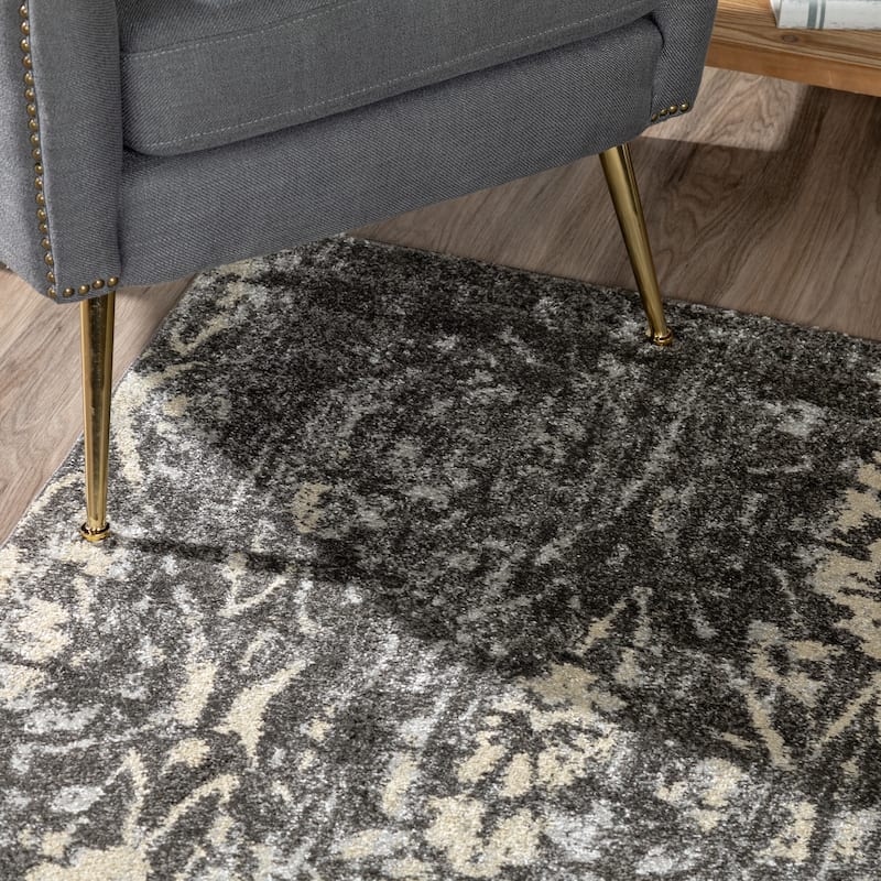 Addison Blair Grey/Pewter Vintage Damask Area Rug (8'2 x 10') - 8'2"X10'