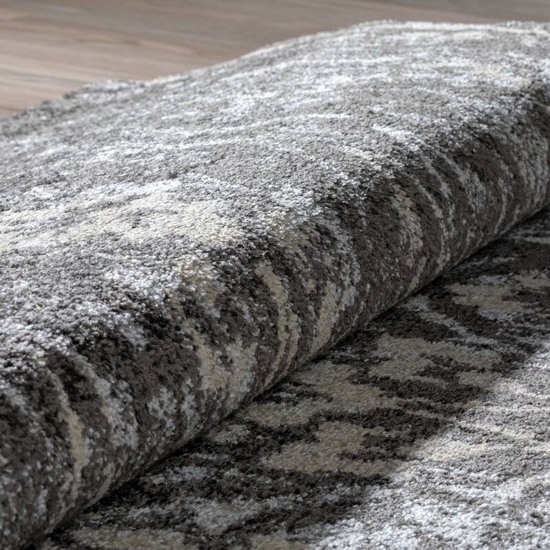 Addison Blair Grey/Pewter Vintage Damask Area Rug (8'2 x 10') - 8'2"X10'