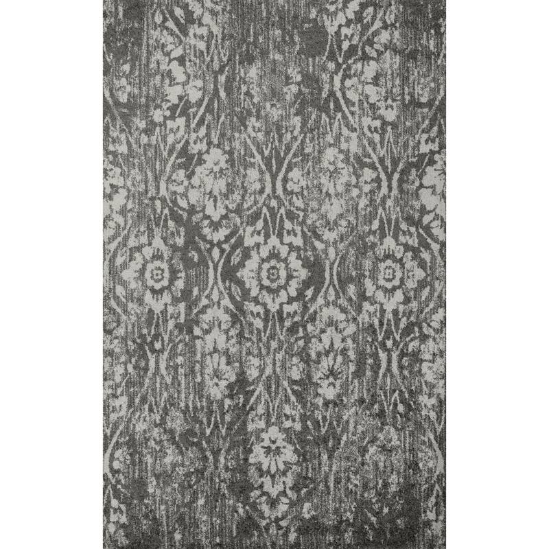Addison Blair Grey/Pewter Vintage Damask Area Rug (8'2 x 10') - 8'2"X10'