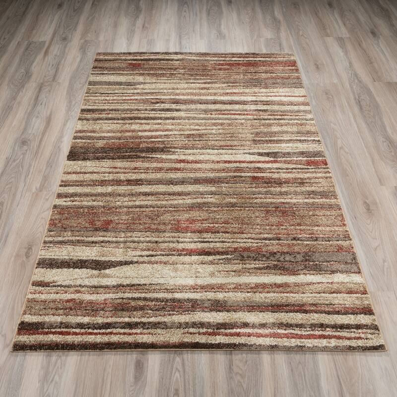 Addison Blair Spice/Beige Abstract Striped Area Rug (8'2 x10') - 8' 2" x 10'