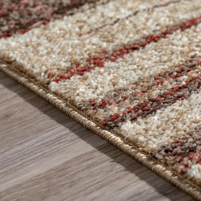 Addison Blair Spice/Beige Abstract Striped Area Rug (8'2 x10') - 8' 2" x 10'