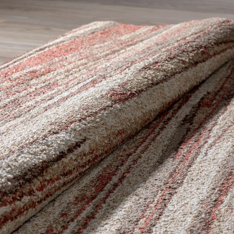 Addison Blair Spice/Beige Abstract Striped Area Rug (8'2 x10') - 8' 2" x 10'